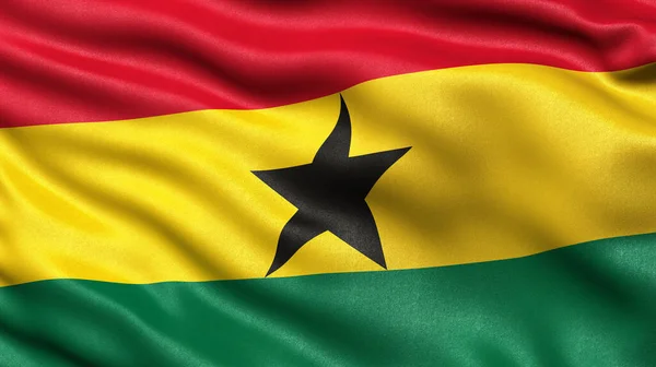 Απεικόνιση Της Σημαίας Της Γκάνα Κυματίζει Στον Άνεμο — Φωτογραφία Αρχείου