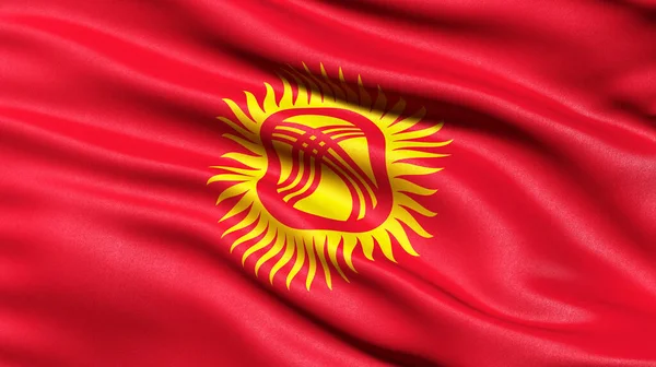 Flag Kyrgyzstan Waving Wind Positive Covid Blood Test Tube Illustration — Stock Photo, Image