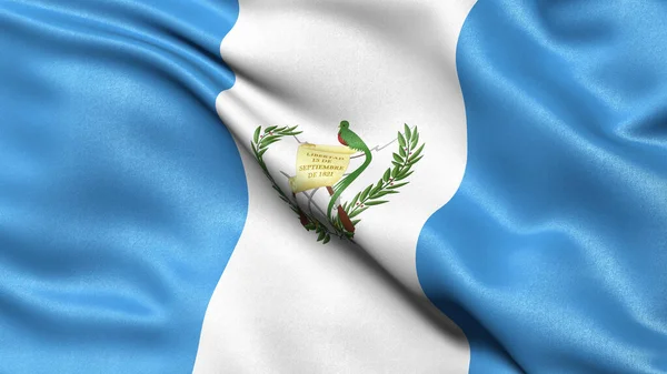 Απεικόνιση Της Σημαίας Της Γουατεμάλας Κυματίζει Στον Άνεμο — Φωτογραφία Αρχείου