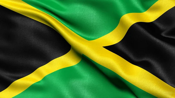 Illustratie Van Vlag Van Jamaica Wapperend Wind — Stockfoto