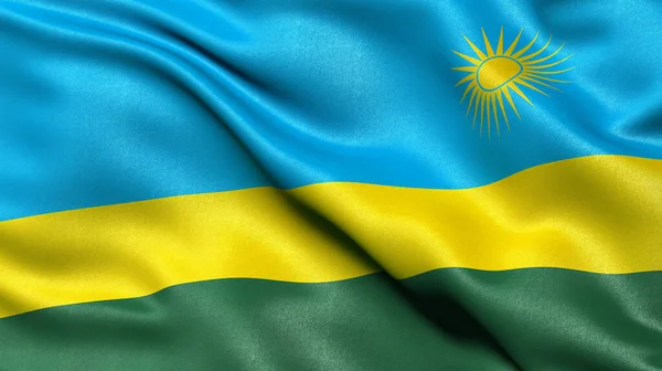 Illustratie Van Vlag Van Rwanda Wapperend Wind — Stockfoto