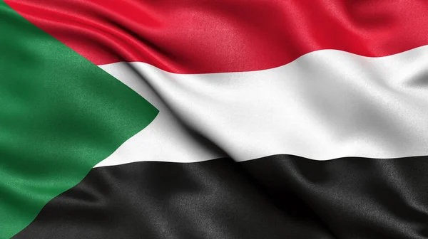 Illustration Flag Sudan Waving Wind — Stock Photo, Image