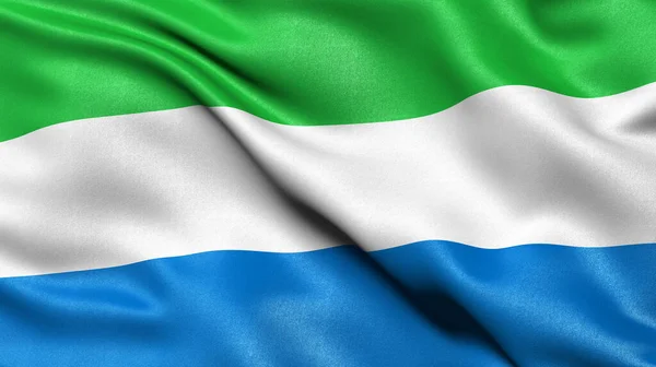 塞拉利昂国旗在风中飘扬的三维图像 — 图库照片