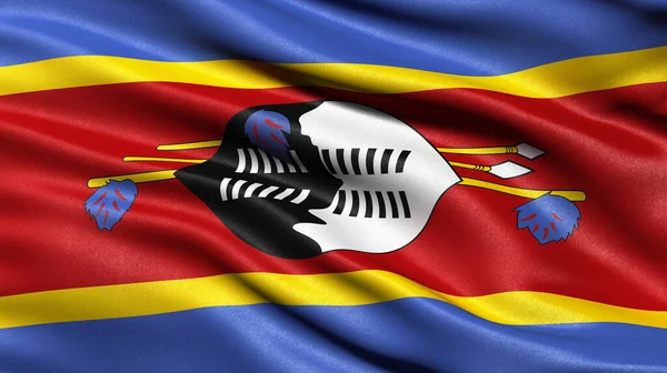 Illustration Der Flagge Von Swatini Die Wind Weht — Stockfoto