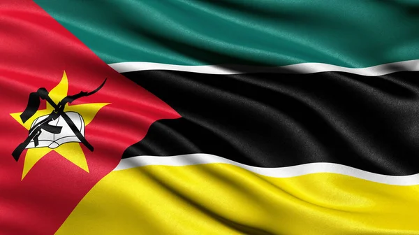 Illustratie Van Vlag Van Mozambique Wapperend Wind — Stockfoto