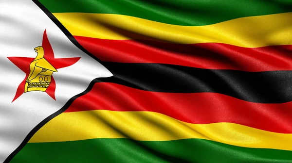 Illustratie Van Vlag Van Zimbabwe Wapperend Wind — Stockfoto