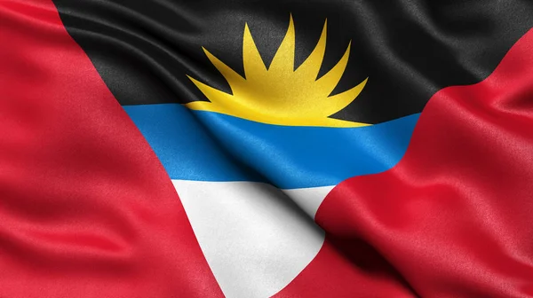 Ilustração Bandeira Antígua Barbuda Acenando Vento — Fotografia de Stock
