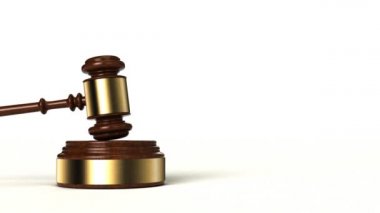 2 klip - 3 boyutlu tokmak animasyonu beyaz arkaplan üzerinde ses bloğuna çarpıyor 