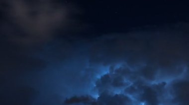 Geceleri şiddetli fırtına bulutlarının şimşekle çakması