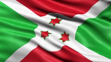 Rüzgarda sallanan Burundi bayrağının 3 boyutlu çizimi.
