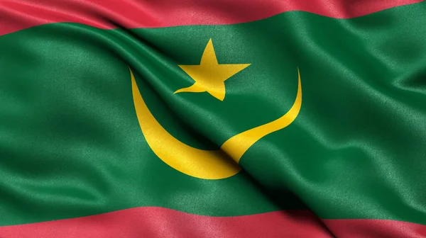 Illustration Flag Mauritania Waving Wind — Stock Photo, Image