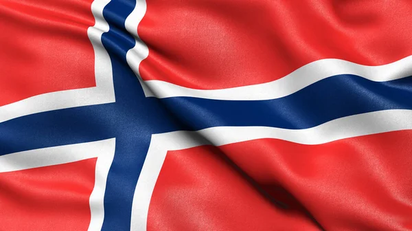 Illustration Der Flagge Norwegens Die Wind Weht — Stockfoto