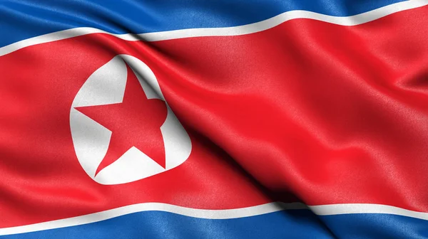 Ilustración Bandera Corea Del Norte Ondeando Viento —  Fotos de Stock