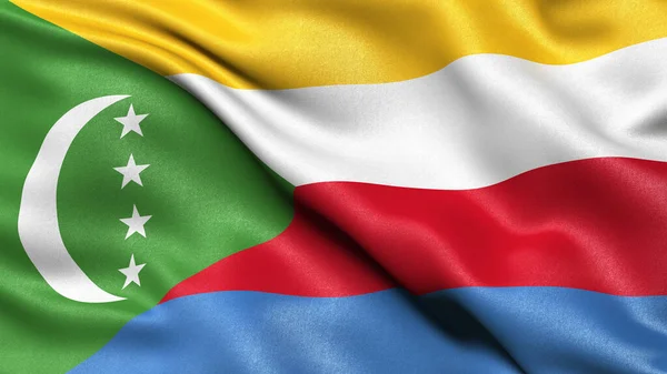Иллюстрация Флага Коморских Островов Машущего Ветром — стоковое фото