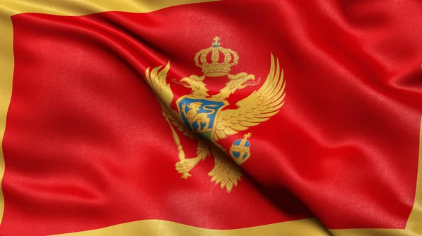 Illustration Montenegros Flagga Viftande Vinden — Stockfoto