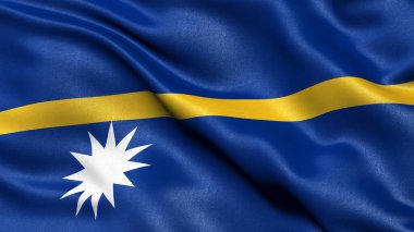Rüzgarda dalgalanan Nauru bayrağının 3 boyutlu çizimi.