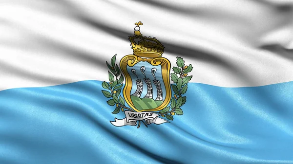 Ilustração Bandeira San Marino Acenando Vento — Fotografia de Stock