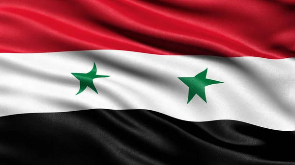 Ilustración Bandera Siria Ondeando Viento — Foto de Stock