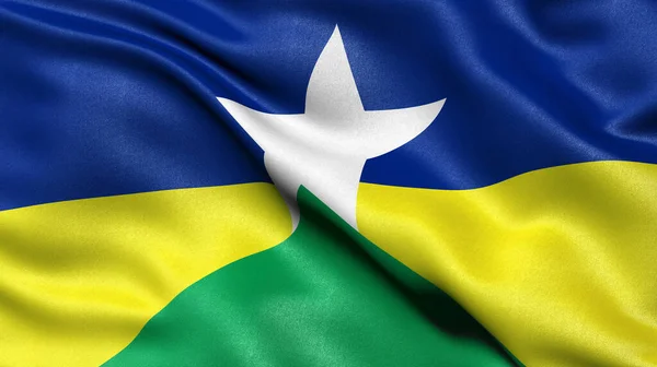 Иллюстрация Бразильского Государственного Флага Рондонии Размахивающего Ветром — стоковое фото