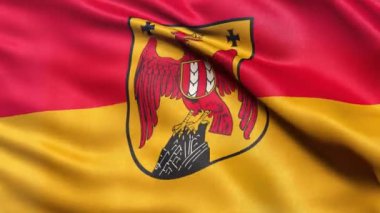 Avusturya 'da Burgenland bayrağının rüzgarda dalgalanan kusursuz halkası. Son derece detaylı kumaşlı gerçekçi döngü. 