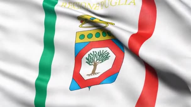 Lazo Sin Costuras Bandera Apulia Italia Ondeando Viento — Vídeos de Stock