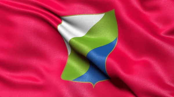 Illusztráció Olasz Állami Zászló Abruzzo Integetett Szélben — Stock Fotó