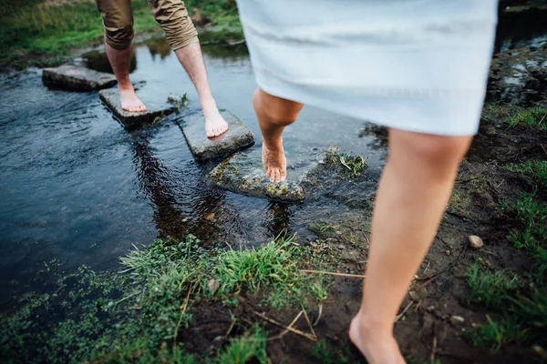 Çift buzlu nehrin geçmek