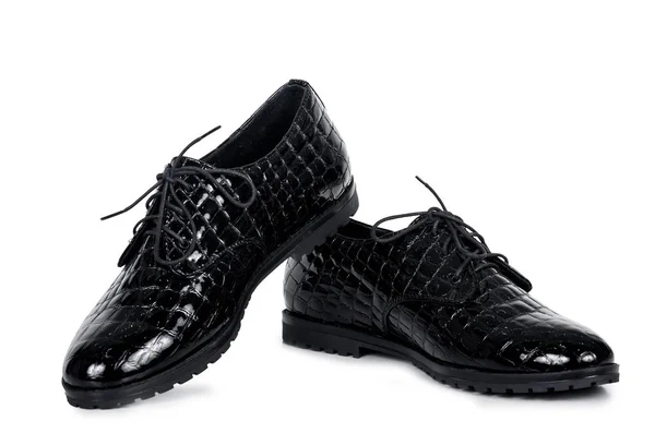 Klasycznego parę patentów czarne buty męskie — Zdjęcie stockowe