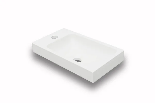 White rectangular ceramic washbasin for bathroom — Stock Photo, Image