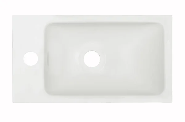 White rectangular ceramic washbasin for bathroom — Stock Photo, Image