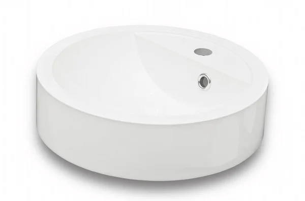 Białe ceramiczne owalne (rundy) umywalka w łazience — Zdjęcie stockowe