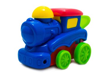 Çok renkli parlak plastik oyuncak buharlı lokomotif