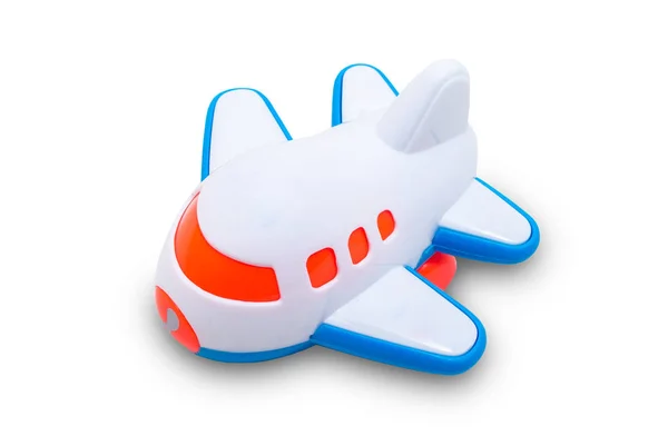 Plastic blue and white toy airplane — Stock Photo, Image