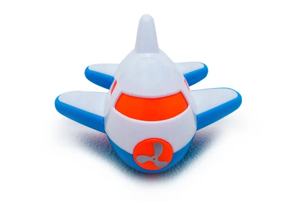 Plastikowe zabawki niebieski i biały samolot — Zdjęcie stockowe