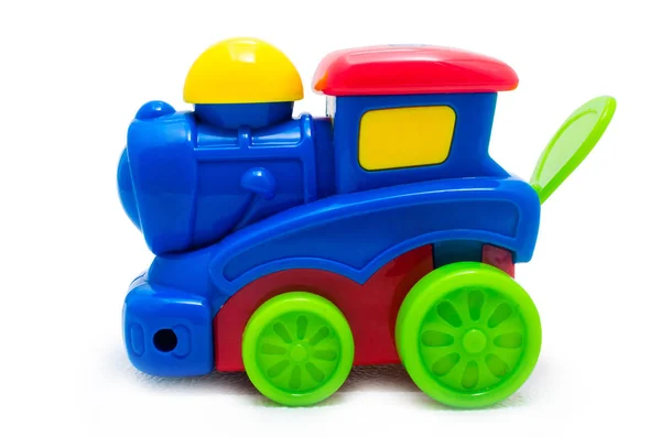 Wielobarwny, jasne, plastikowe zabawki Parowa lokomotywa — Zdjęcie stockowe