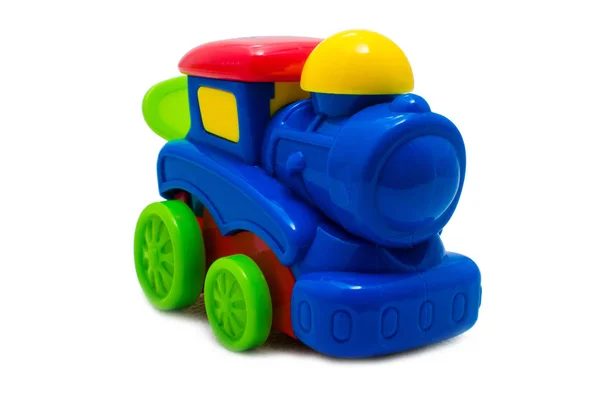 Wielobarwny, jasne, plastikowe zabawki Parowa lokomotywa — Zdjęcie stockowe