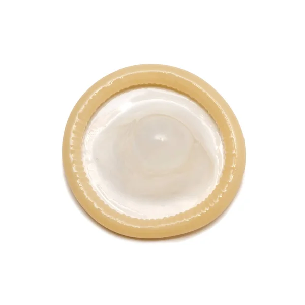 New beige latex condom — Stock Photo, Image