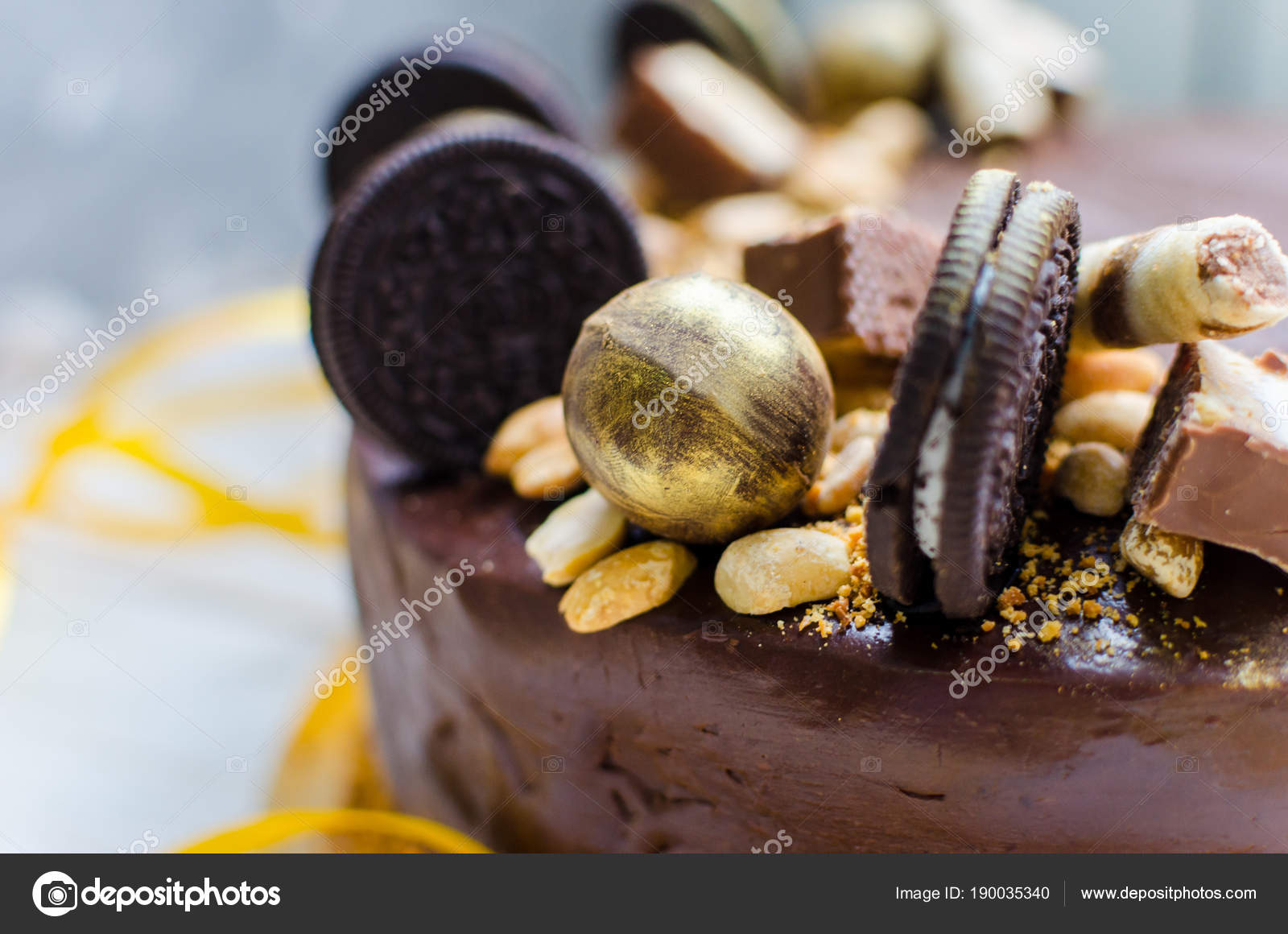 Appetizing Chocolate Cake With Sweets And Biscuits Modern Decor