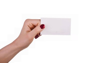 Bakımlı el manikür ve kırmızı Lake holding ile bir