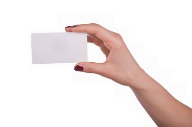 Bakımlı el manikür ve kırmızı Lake holding ile bir