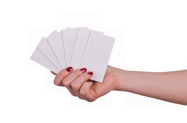 Bakımlı el manikür ve kırmızı Lake holding ile bir