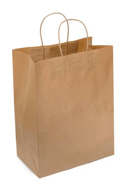 Kahverengi kağıt torba kraft kağıdı. Paketi aç. Alışveriş çantası ISO