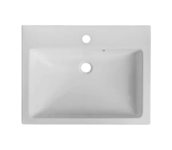 White rectangular modern washbasin in the bathroom of an artific — Stock Photo, Image