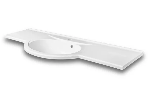 Bir yapay taş banyo beyaz oval lavabo — Stok fotoğraf