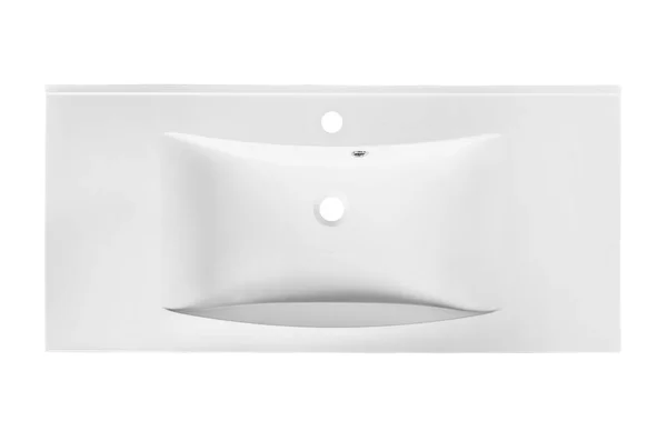 White rectangular modern washbasin in the bathroom of an artific — Stock Photo, Image