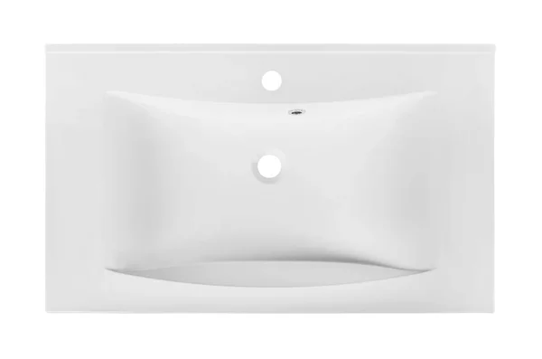White rectangular modern washbasin in the bathroom of an artific — Stock Photo, Image