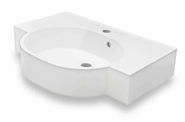 人造石浴室的白色椭圆形洗脸盆 — 图库照片