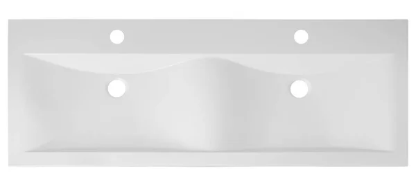 Witte rechthoekige moderne wastafel voor twee personen in een badkamer — Stockfoto
