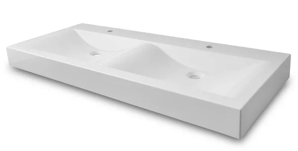 Lavabo moderno rectangular blanco para dos personas en un baño — Foto de Stock