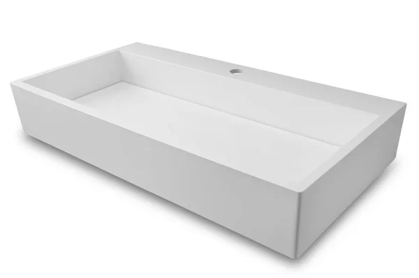 White rectangular modern washbasin without draining into the bat — Stock Photo, Image